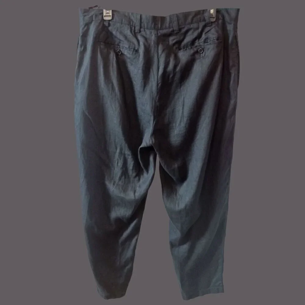 Nautica Clipper Mens Relax Fit Linen Pants 40W X 32L Black